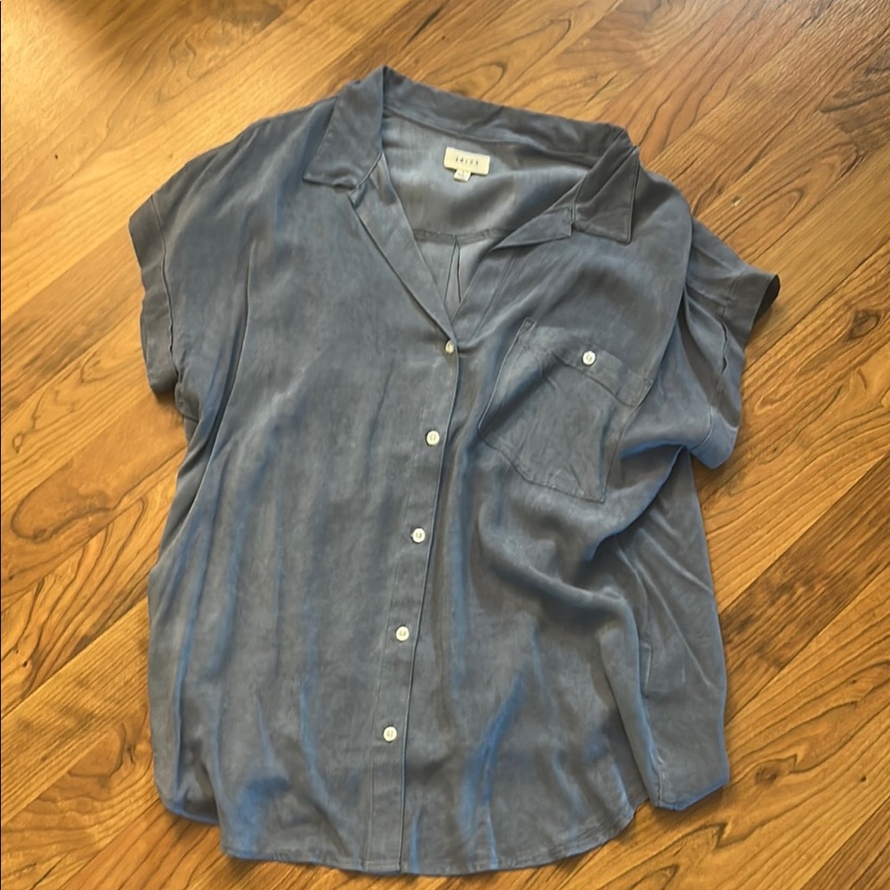 Never worn Gray Relaxed Button Down Shirt with Notched Collar